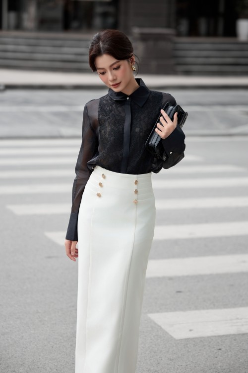 Sixdo Cream Tuytsi Loose Skirt
